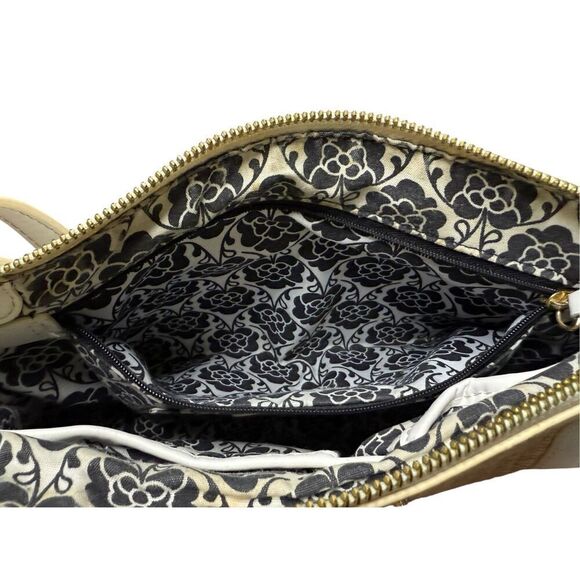 Emma Fox Leather Woven Jute Shoulder Bag White Tan Designer Purse - Picture 7 of 8